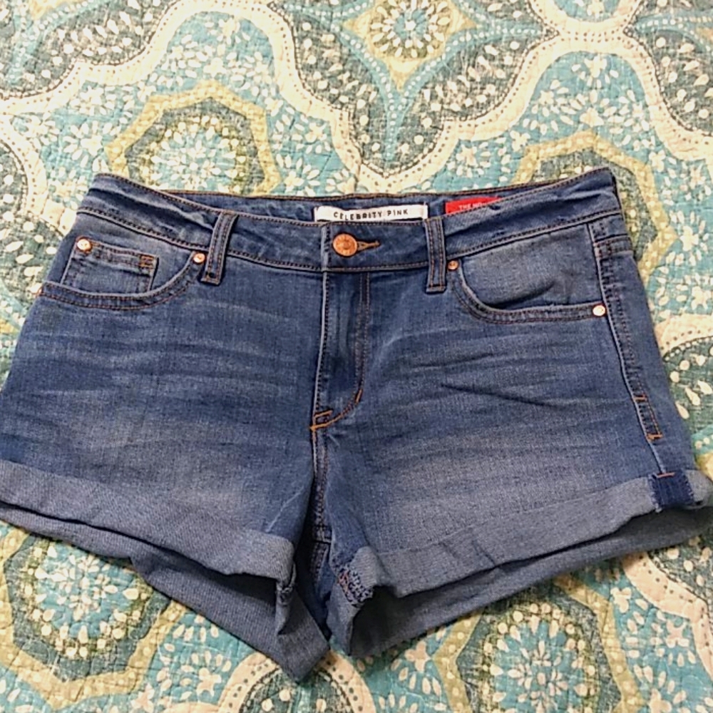 Denim mid-rise shorts